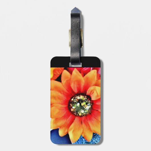 Glitzer Sonnenblume Gepäckanhänger (Rückseite vertikal)