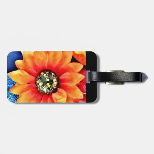 Glitzer Sonnenblume Gepäckanhänger (Rückseite horizontal)