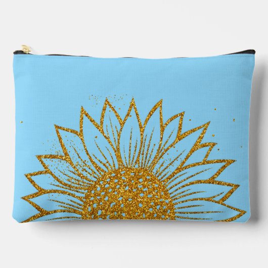 Glitzer Sonnenblume Muttertag Mit Monogramm Zubehörtasche (Vorderseite)