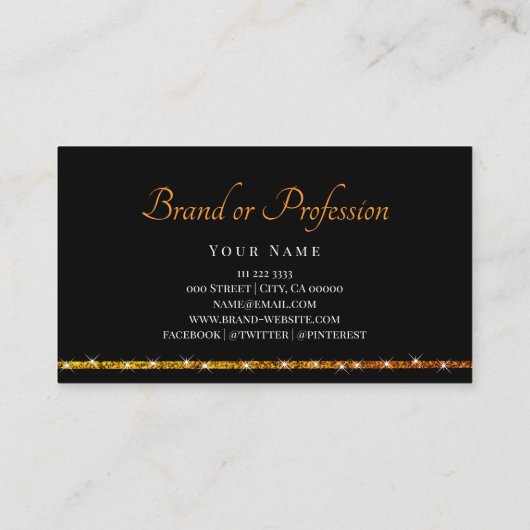 Glitzer-Spark-Sterne-Logo-Schwarz Visitenkarte (Rückseite)