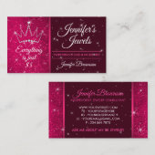 Glitzer Sparkle Bling Pink Crown Juwelier Visitenkarte (Vorne/Hinten)