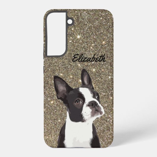 Glitzer Sparkle Boston Terrier Dog Niedlich Samsung Galaxy Hülle (Rückseite)