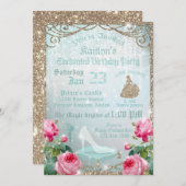 Glitzer Sparkle Cinderella Glass Slipper Geburtsta (Vorne/Hinten)