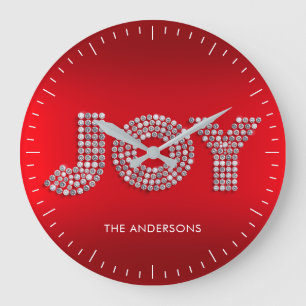 Glitzer Sparkle Diamond Christmas JOY Individuelle Große Wanduhr