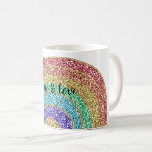 Glitzer Sparkle Gold Rainbow Kaffeetasse (VorderseiteRechts)