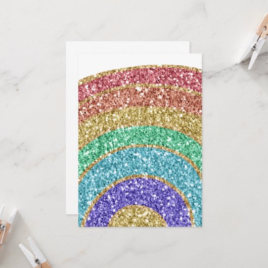 Glitzer Sparkle Gold Rainbow Karte (Vorderseite/Rückseite Beispiel)