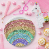 Glitzer Sparkle Gold Rainbow Pappteller (Party)