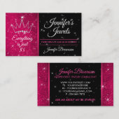 Glitzer Sparkle Pink Crown Schmuckzubehör Visitenkarte (Vorne/Hinten)