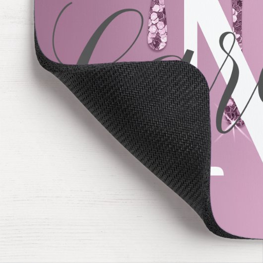 Glitzer Sparkle Rose Blush Girl Rosa Name Mousepad (Ecke)