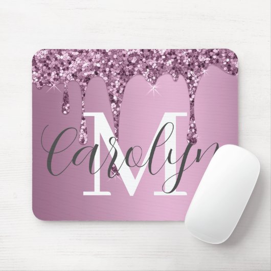 Glitzer Sparkle Rose Blush Girl Rosa Name Mousepad (Mit Mouse)