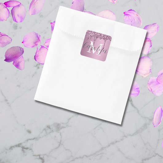 Glitzer Sparkle Rose Blush Girl Rosa Name Quadratischer Aufkleber