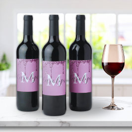 Glitzer Sparkle Rose Blush Girl Rosa Name Weinetikett