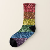 Glitzer Sparkle Sequin Look Spaß Regenbogen Socken (Links - Außen)