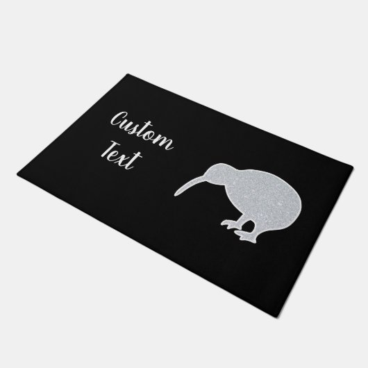 Glitzer Sparkle Silver NZ Kiwi mit benutzerdefinie Fußmatte (Schrägansicht)