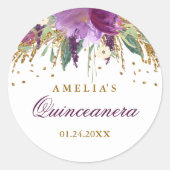 Glitzer Sparkling Amethyst Quinceanera Sticker (Vorderseite)
