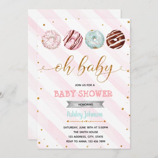 Glitzer spendet Babydusche Party Einladung (Vorne/Hinten)