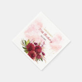 Glitzer Splash Burgundy Dahlia Rose Geburtstag Serviette (Ecke)