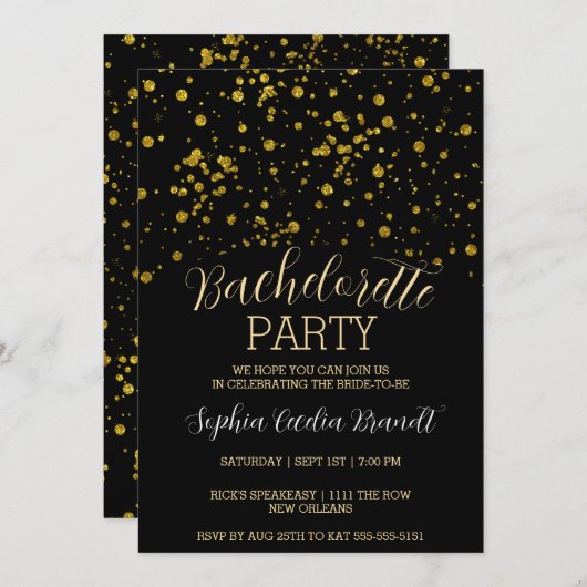 Glitzer Splash Party Einladung (Vorne/Hinten)