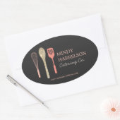 Glitzer Spoon Whisk Spatula Bäckerei Catering Logo Ovaler Aufkleber (Umschlag)