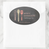 Glitzer Spoon Whisk Spatula-Logo auf der Tafel Ovaler Aufkleber (Tasche)