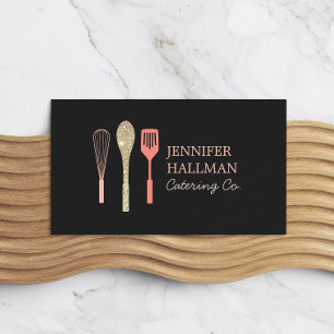 Glitzer Spoon Whisk Spatula Logo Dunkelgrau Visitenkarte