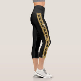 Glitzer Sport Strip Benutzerdefinierter Text Legie Capri Leggings