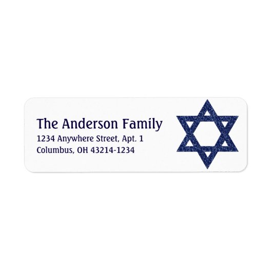 Glitzer Star von David Hanukkah Address Labels d1 (Vorne)