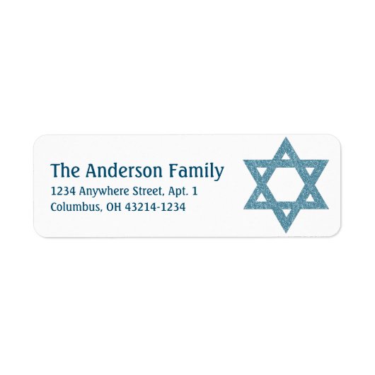 Glitzer Star von David Hanukkah Address Labels d2 (Vorne)