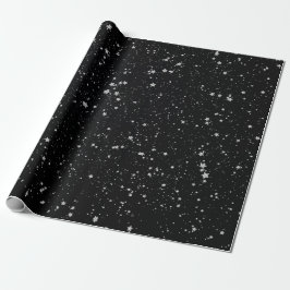 Glitzer Stars2 - Silbernes Schwarzes Geschenkpapier
