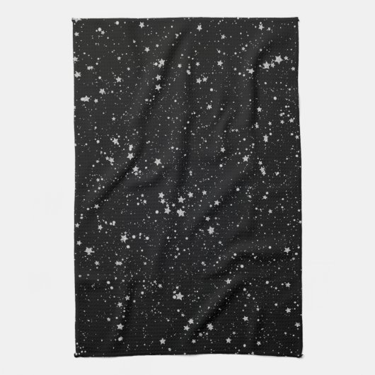 Glitzer Stars2 - Silbernes Schwarzes Küchentuch (Vertikal)