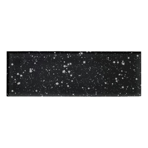 Glitzer Stars2 - Silbernes Schwarzes Namenschild