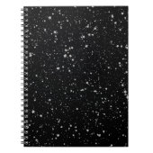 Glitzer Stars2 - Silbernes Schwarzes Notizblock (Vorderseite)