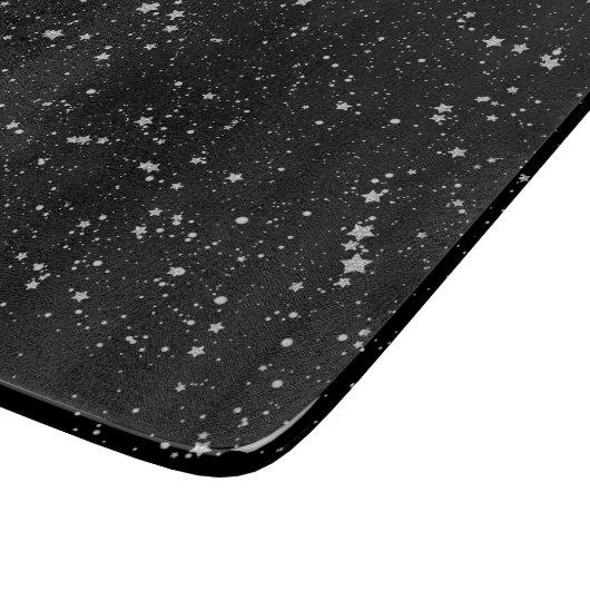 Glitzer Stars2 - Silbernes Schwarzes Schneidebrett (Ecke)
