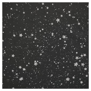 Glitzer Stars2 - Silbernes Schwarzes Stoff