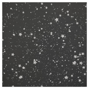 Glitzer Stars2 - Silbernes Schwarzes Stoff