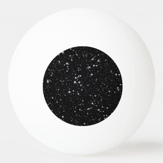 Glitzer Stars2 - Silbernes Schwarzes Tischtennisball (Vorderseite)