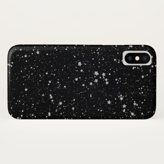 Glitzer Stars2 - Silberschwarz Case-Mate iPhone Hülle (Rückseite (Horizontal))