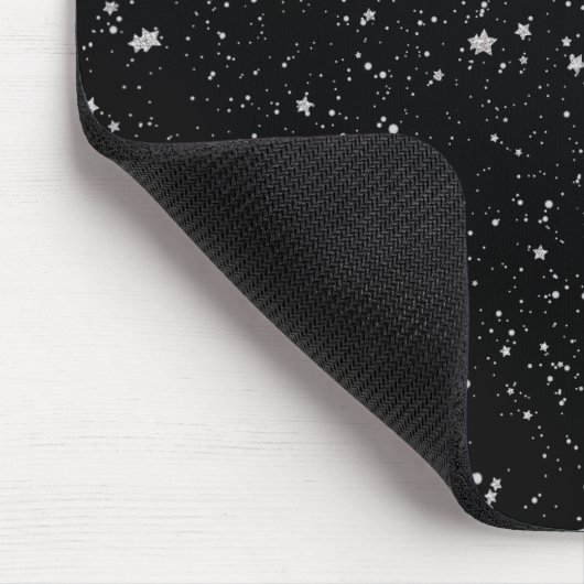 Glitzer Stars2 - Silberschwarz Mousepad (Ecke)