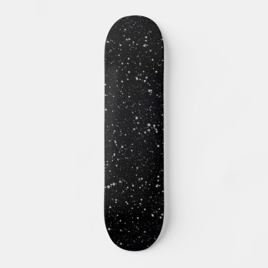 Glitzer Stars2 - Silberschwarz Skateboard (Vorderseite)