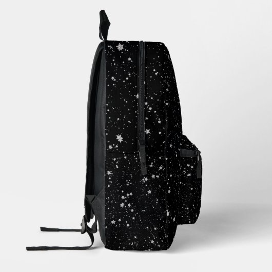 Glitzer Stars2 - Silver Black Bedruckter Rucksack (Links)