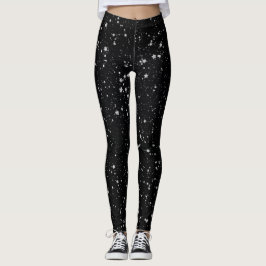 Glitzer Stars2 - Silver Black Leggings