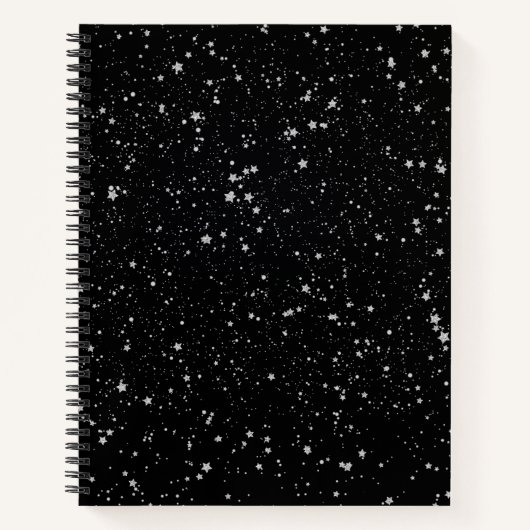 Glitzer Stars2 - Silver Black Notizbuch (Vorderseite)