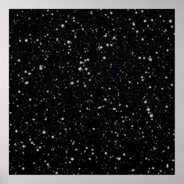 Glitzer Stars2 - Silver Black Poster