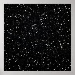 Glitzer Stars2 - Silver Black Poster