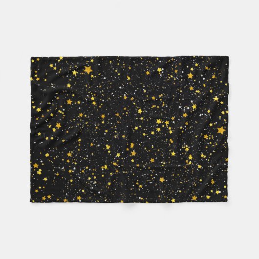Glitzer Stars3 - Goldschwarzes Fleecedecke (Vorderseite (Horizontal))