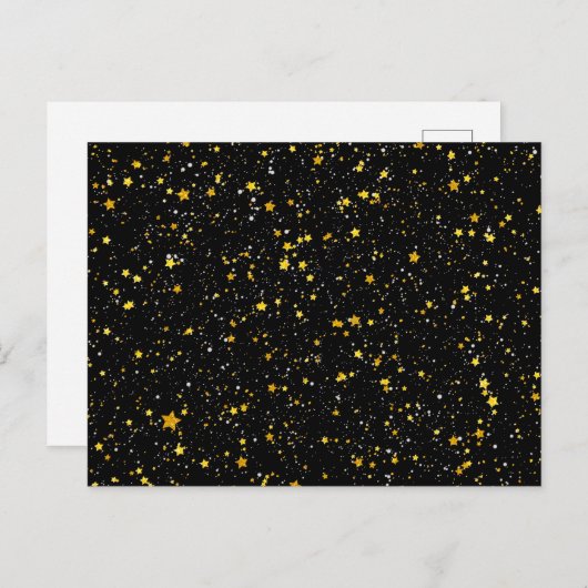 Glitzer Stars3 - Goldschwarzes Postkarte (Vorne/Hinten)