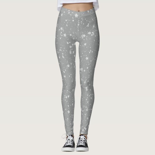 Glitzer Stars4 - Silber Leggings (Vorderseite)