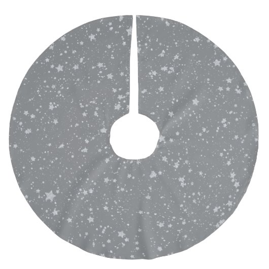 Glitzer Stars4 - Silber Polyester Weihnachtsbaumdecke (Vorderseite)