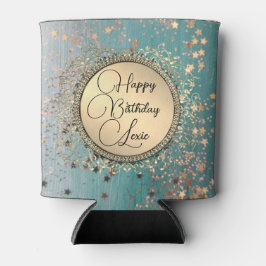 Glitzer Stars on Blue Aquamarin Birthday Maßgeschn Dosenkühler