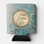 Glitzer Stars on Blue Aquamarin Birthday Maßgeschn Dosenkühler (Rückseite)